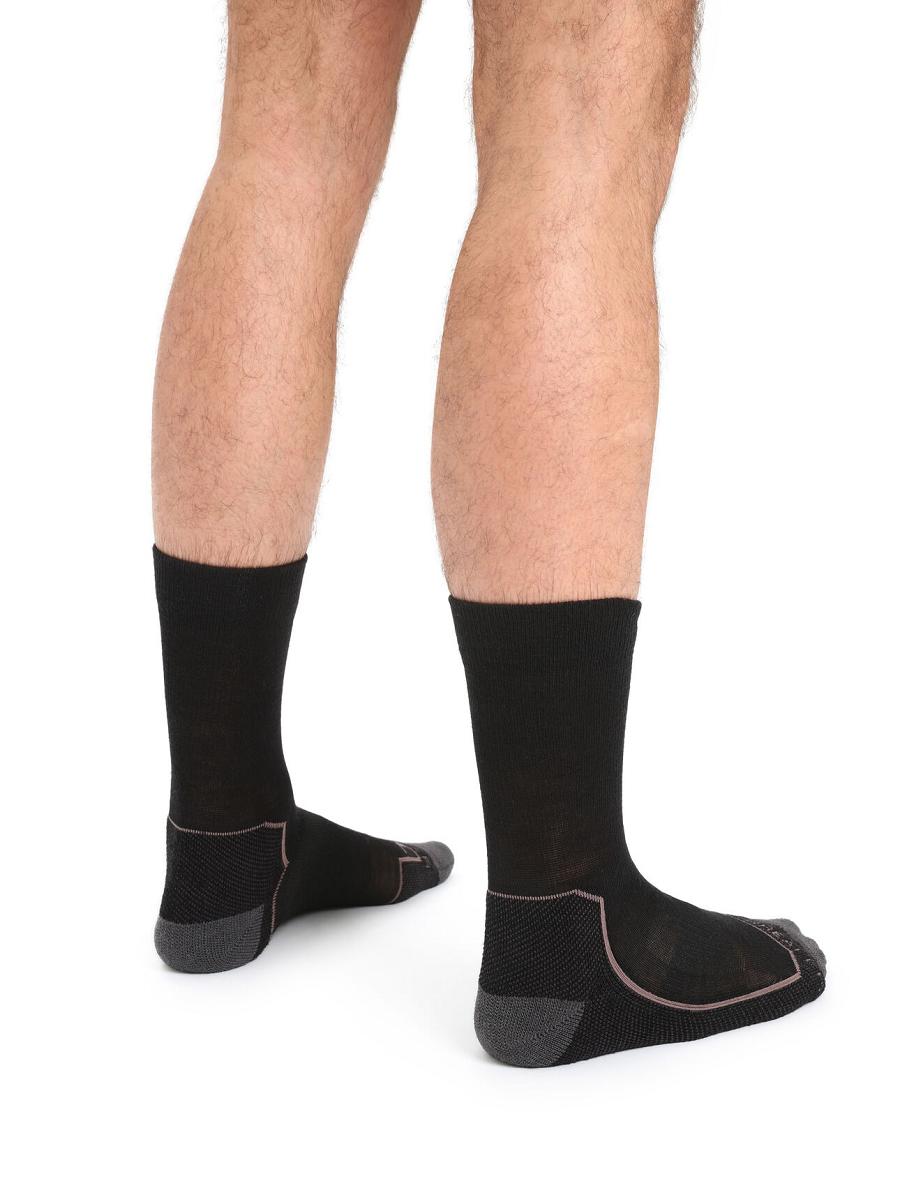 Men's Icebreaker Merino Hike+ Light Crew Socks Black / Mink | CA 1906TCEV